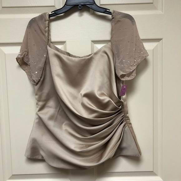 Bride Mother Satin & Chiffon Top Beading & Sequins - Picture 1 of 5